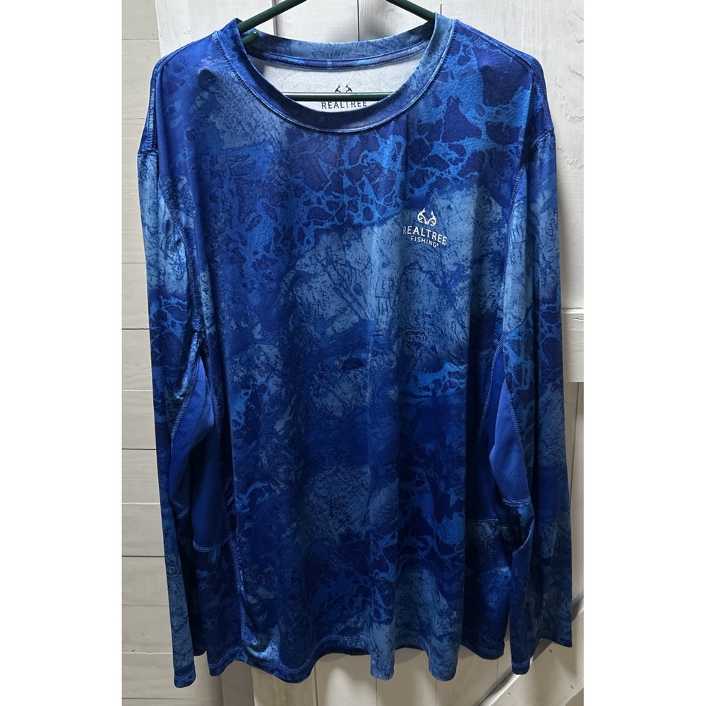 Realtree Fishing Shirt Men's XXL Blue Aquatic Coastal Summer Lightweight